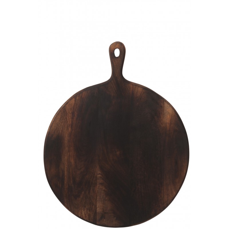 Planche à découper ronde avec manche en bois marron L50cm