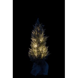 Árbol de navidad + led + maceta yute plástico nevado verde Alt. 58 cm