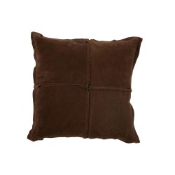 Coussin carré en cuir marron 45x45cm