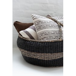 Cuscino quadrato in pelle marrone 45x45cm