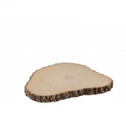 Rondin de bois deco Tranche irrégulière de Paulownia avec écorce 40 cm