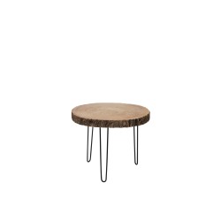 Table basse avec plateau en bois de Paulownia et pied métal