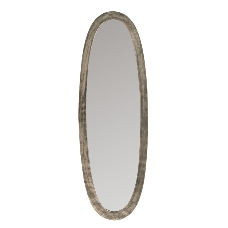 Miroir ovale avec cadre métallique antique gris