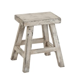 Tabouret ibiza rectangle en bois blanc delavé