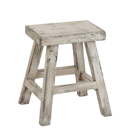 tabouret rectangle en bois blanc 41x38x45 cm