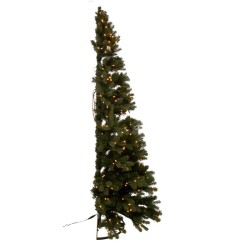Meia árvore de Natal artificial com LED em plástico verde 150 x 150 x 225 cm