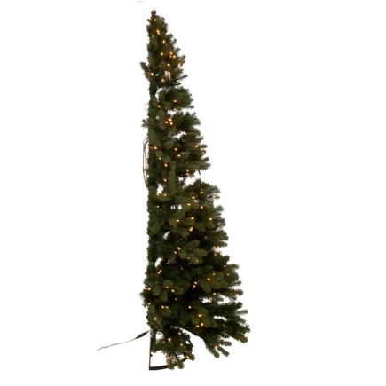 Meia árvore de Natal artificial com LED em plástico verde 150 x 150 x 225 cm