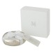 Vela perfumada em recipiente prateado 12x12x3,5 cm