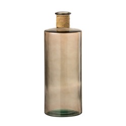Jarrón con forma de botella de cristal marrón, 15 x 15 x 40,5 cm