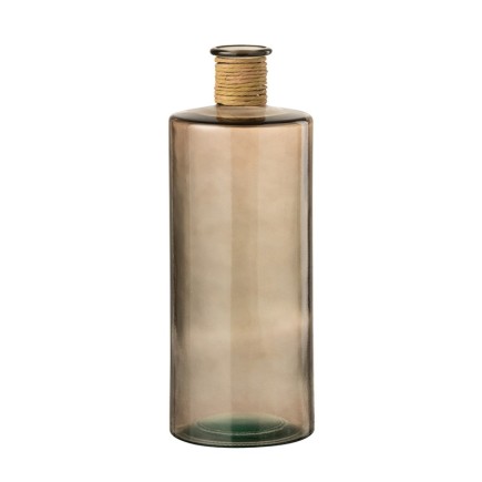 Jarrón con forma de botella de cristal marrón, 15 x 15 x 40,5 cm