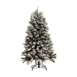Sapin de Noël artificiel enneigé en plastique vert 80x80x154 cm