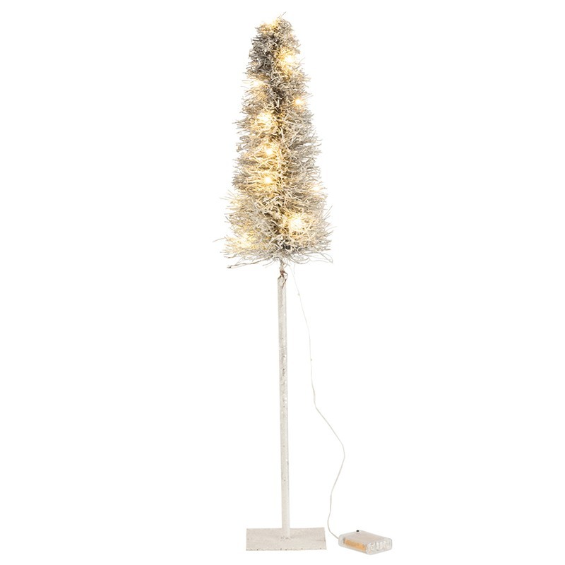 Árbol de Navidad LED de madera blanca 15x15x79 cm