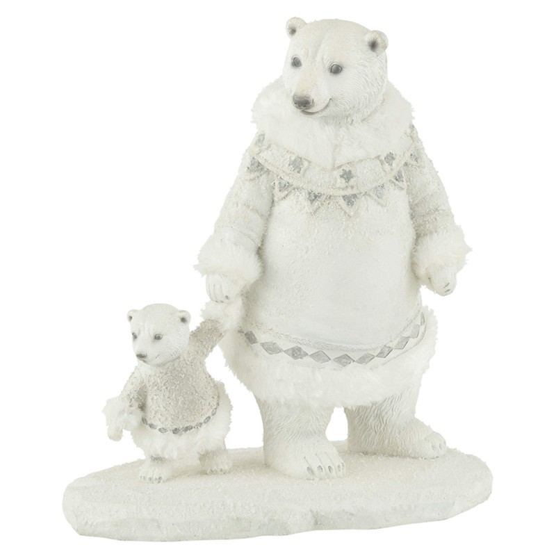 Urso de Natal em resina branca 14x24x26 cm
