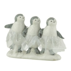 Pingüino 3 partes resina blanco/gris Alt. 14 cm