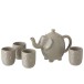 CAJA TETERA + 4 TAZAS ELEFANTE CERAMICA GRIS