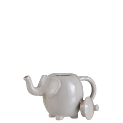 CAJA TETERA + 4 TAZAS ELEFANTE CERAMICA GRIS
