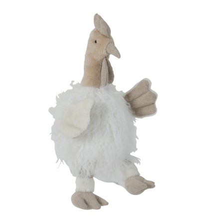 Cale-porte poule en textile blanc 31x15x40 cm