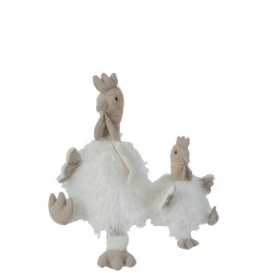 Cale-porte poule en textile blanc 31x15x40 cm