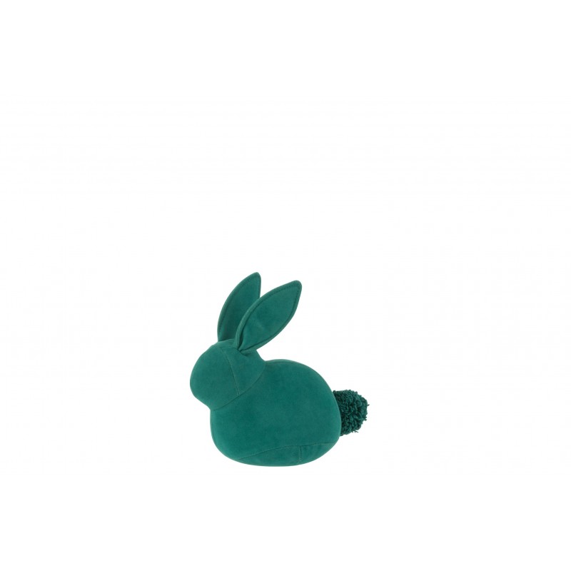 Décoration lapin en velours vert 15x14x8 cm