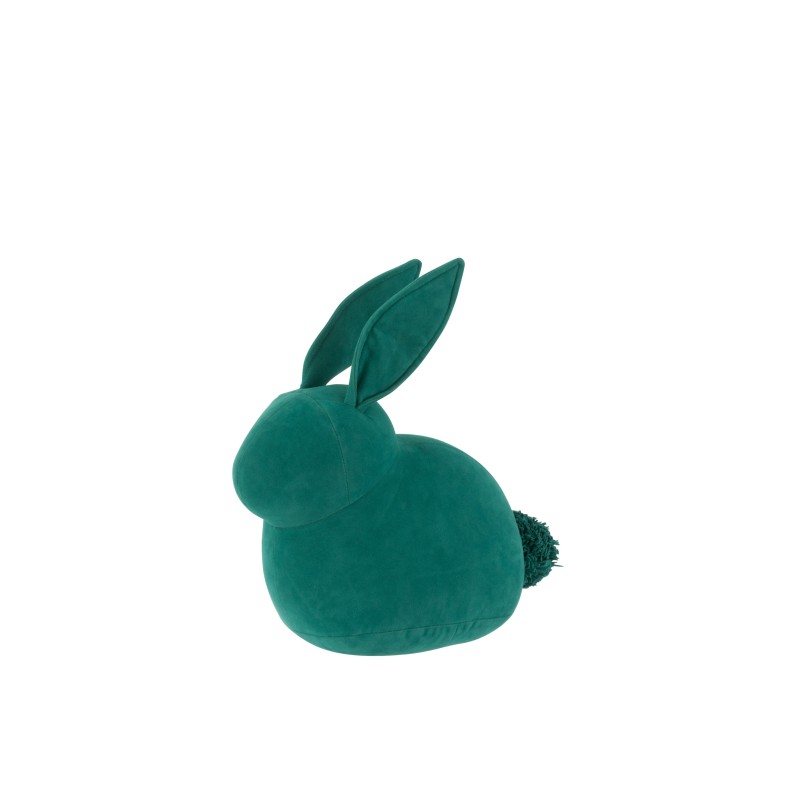 Cale porte lapin en velours vert 27x26x14 cm
