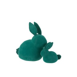 Cale porte lapin en velours vert 27x26x14 cm