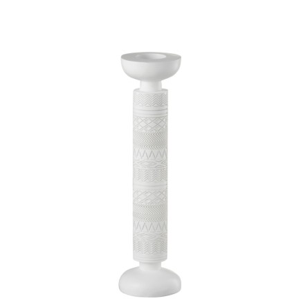 Bougeoir colonne en résine blanc