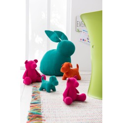 Oso decorativo opaco terciopelo rosa Alt. 14 cm
