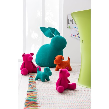 Oso decorativo opaco terciopelo rosa Alt. 14 cm