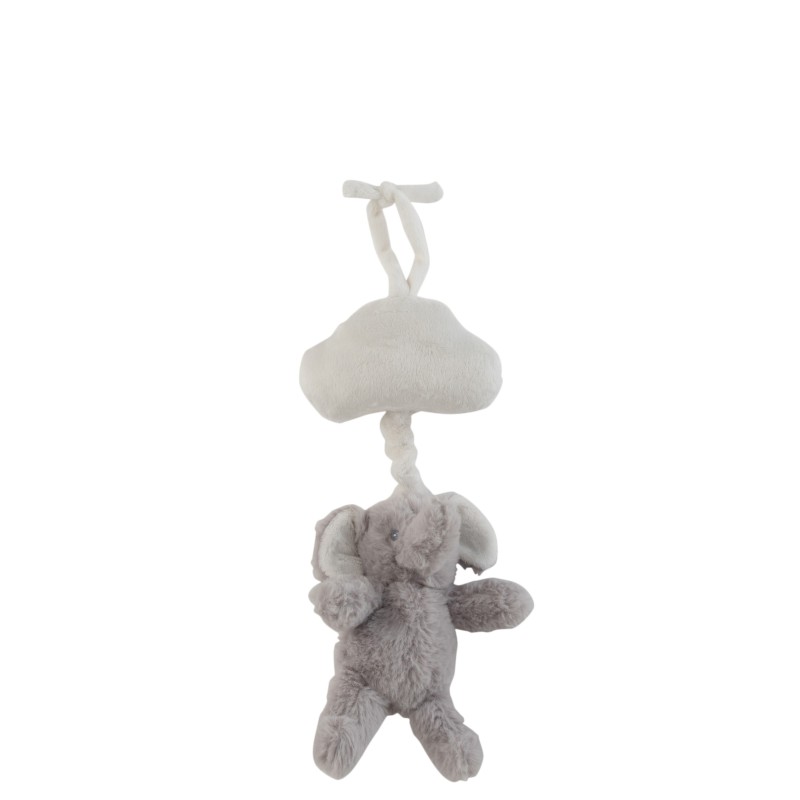 Peluche éléphant à suspendre grise 40x18x8 cm