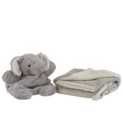 Elefante + manta peluche gris Alt. 23 cm