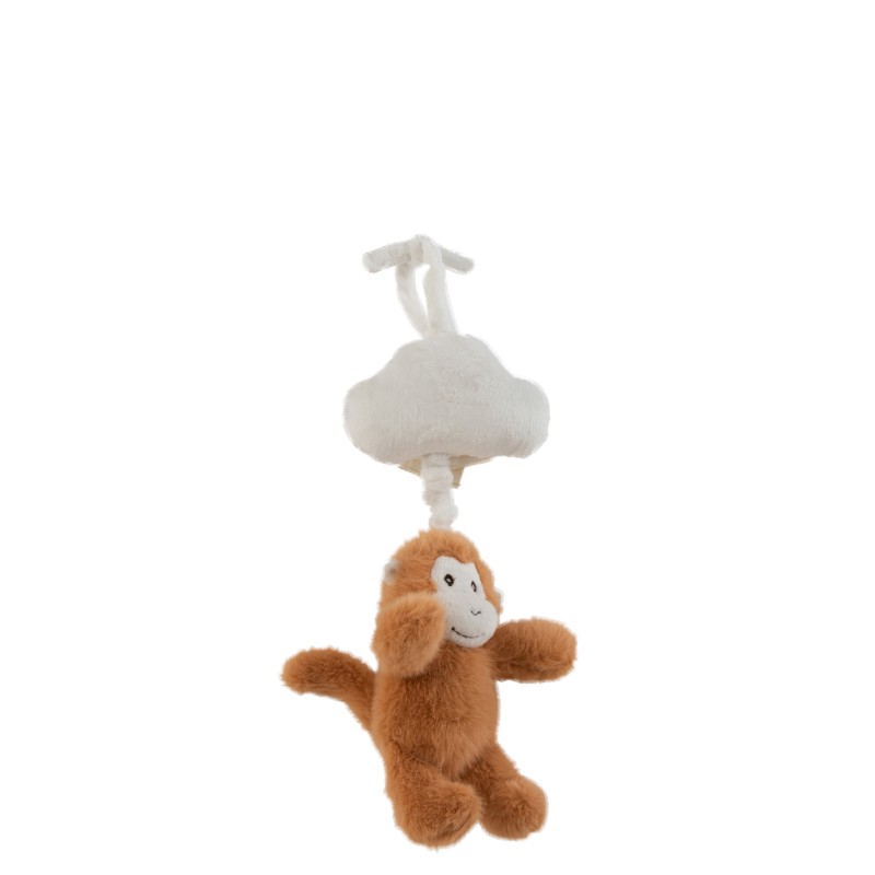 Peluche musicale singe à suspendre marron 40x20x7 cm