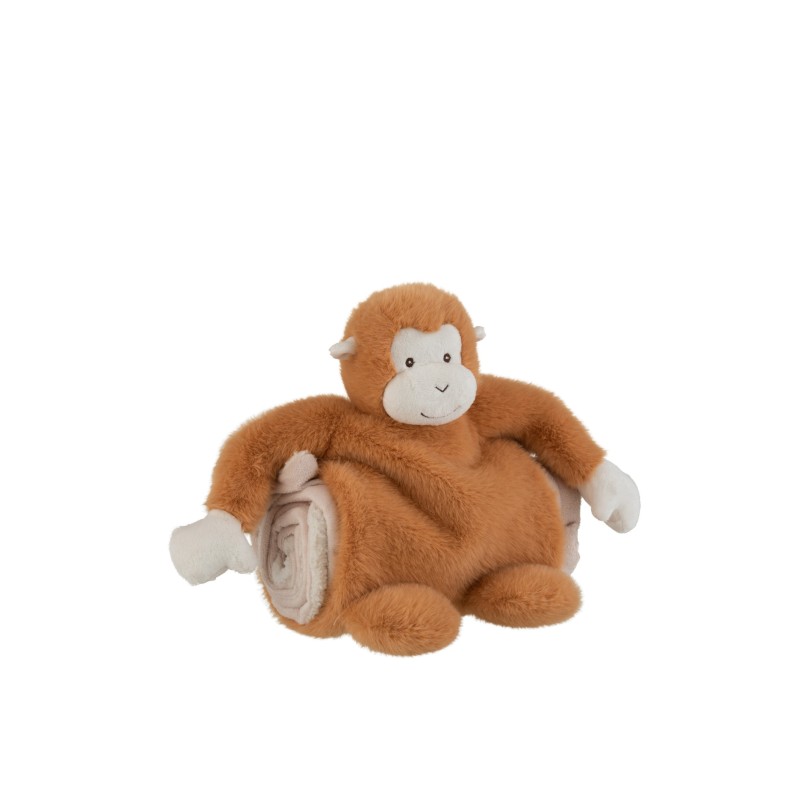 Singe et couverture en Peluche marron 26x17.5x24 cm