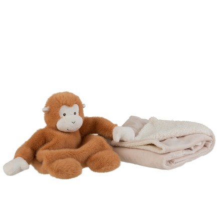 Mono+manta peluche marrón Alt. 24 cm