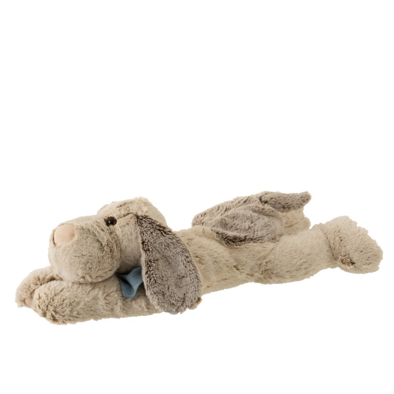 Doudou peluche chien allongé grandes oreilles beige 48x21x12cm
