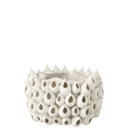 Vaso di fiori in porcellana bianca 37x37x26 cm