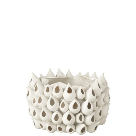 Vaso di fiori in porcellana bianca 37x37x26 cm