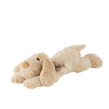 Peluche chien allongé beige 43x19x12 cm