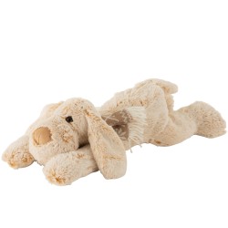 Peluche chien allongé beige 43x19x12 cm
