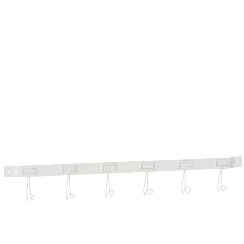 Porte-manteau avec 6 crochets en métal blanc L87cm