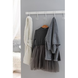 Porte-manteau avec 6 crochets en métal blanc L87cm