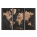 Mapa-múndi em tríptico em madeira castanha - preto 181,5 x 3,5 x 120,2 cm Mapa-múndi em tríptico em madeira castanha - preto 181,5 x 3,5 x 120,2 cm
