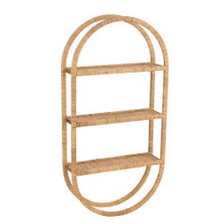 Estantería mural ovalada 3 baldas plegable ratán natural Alt. 110 cm