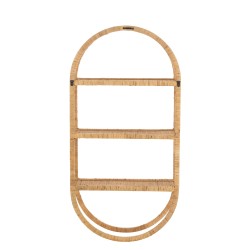 Étagère murale ovale 3 planches en bois naturel 56x19.5x110 cm