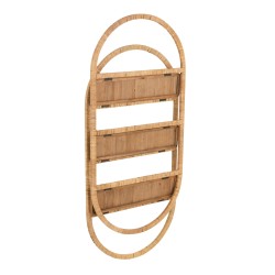 Étagère murale ovale 3 planches en bois naturel 56x19.5x110 cm