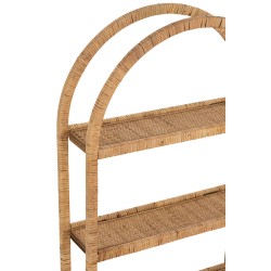 Étagère murale ovale 3 planches en bois naturel 56x19.5x110 cm