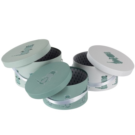 Set de 3 cajas de dragón en papel verde menta de 32x32x18 cm