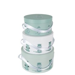 Set de 3 boites dragon en papier vert menthe 32x32x18 cm