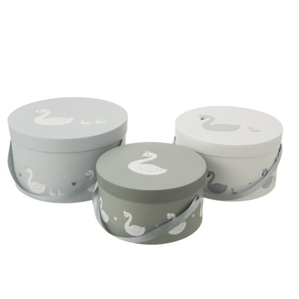 Set de 3 cajas de papel gris en forma de cisne de 32x32x18 cm