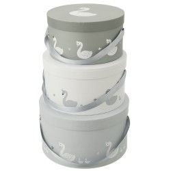 Set de 3 boite cygne en papier gris 32x32x18 cm