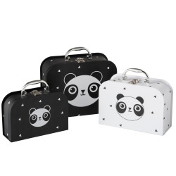 SET DE 3 MALETAS PANDA PAPEL NEGRO/BLANCO